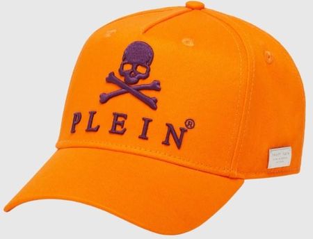 PHILIPP PLEIN Pomarańczowa czapka z daszkiem Skull&Bones