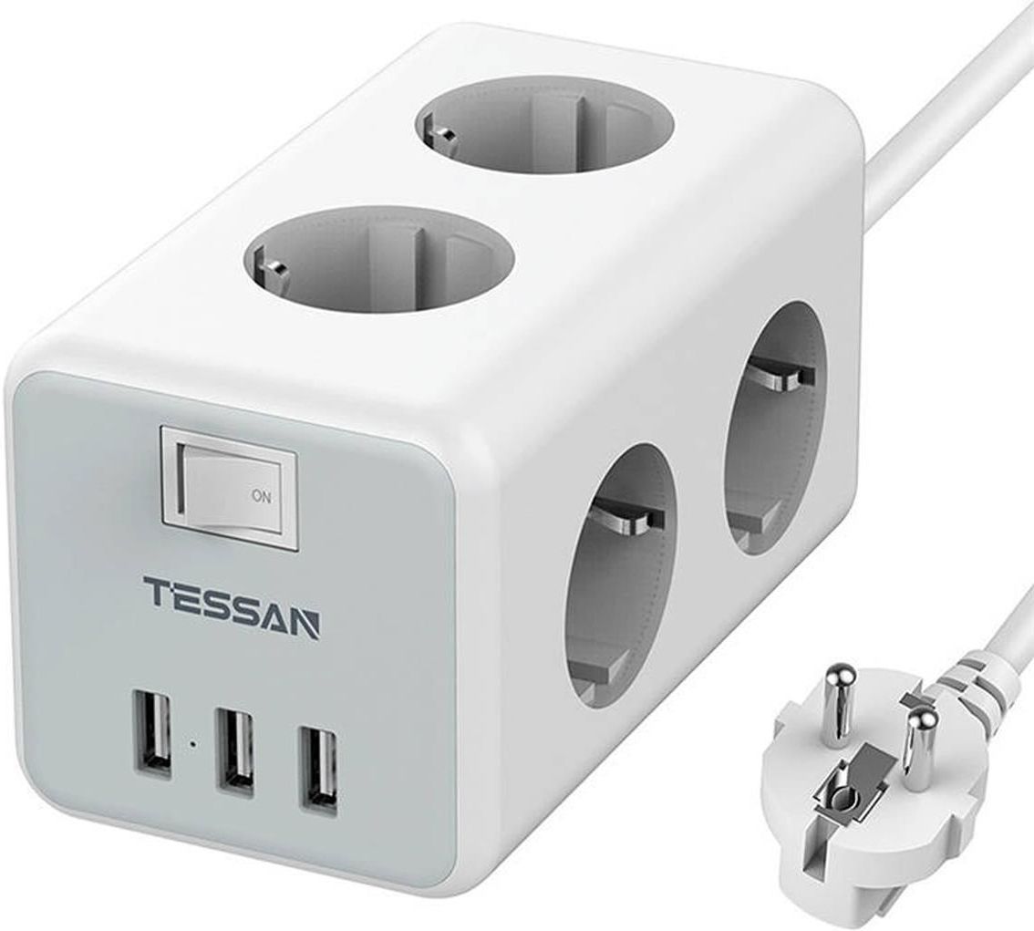 Listwa zasilająca Tessan 6 gniazd 2 m biała (TS-306) (TS306) - Opinie i ...