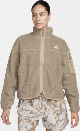 Damska dzianinowa kurtka o kroju oversize z zamkiem na całej długości Nike ACG „Arctic Wolf” Polartec® - Brązowy