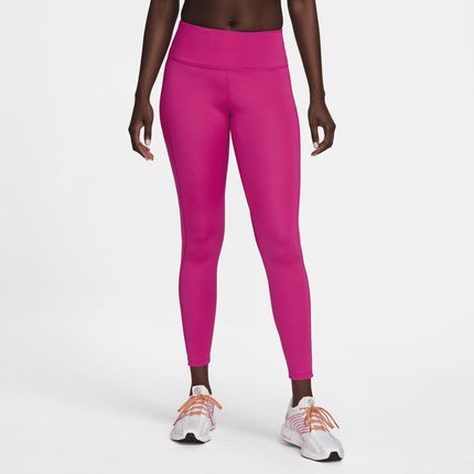 Damskie legginsy 7/8 ze średnim stanem, kieszeniami i grafiką Nike Fast - Różowy