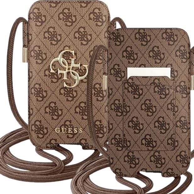 Guess 4G Big 4G Classic Logo Big Strap Metal Buttons case for iPhone 17 Pro Max brown
