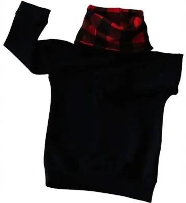 Bluza czarna z czerwoną kratką rozmiar 104