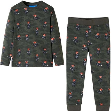 Piżama dziecięca z długimi rękawami, lisy ninja, khaki, 104