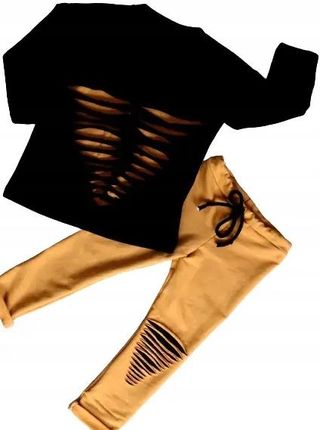 Dres czarno musztardowy z dziurami rozmiar 92