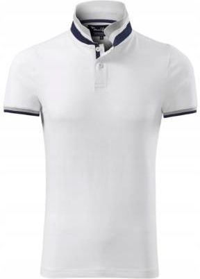 WZMOCNIONA Koszulka Pique Polo męska COLLAR UP 100% bawełna biała L