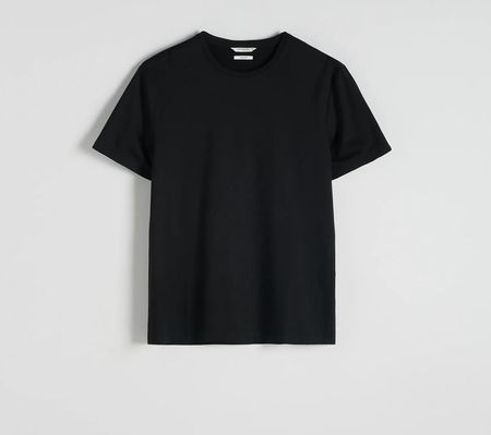 Reserved - Gładki t-shirt z lyocellem - Czarny