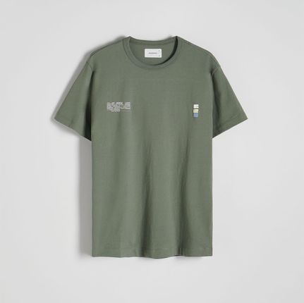Reserved - T-shirt regular fit z nadrukiem - Zielony