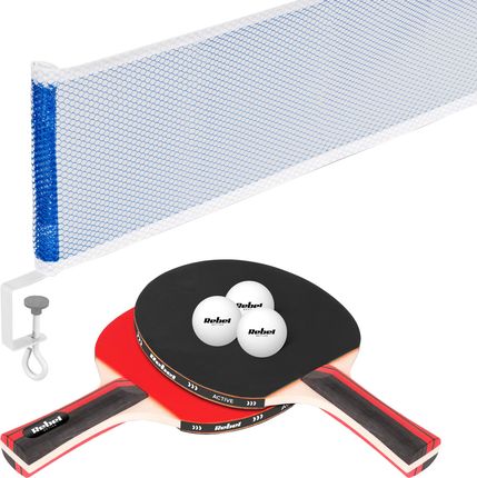Zestaw rakietek do tenisa stołowego z siatką REBEL ACTIVE 2x rakietka + 3x piłeczka + siatka