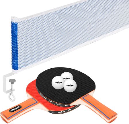 Zestaw rakietek do tenisa stołowego z siatką REBEL ACTIVE 2x rakietka + 3x piłeczka + siatka