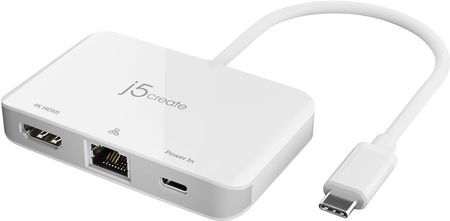 J5 Create Stacja dokująca j5create USB-C to 4K HDMI Ethernet Adapter 1x4K HDMI/1xUSB-C/1xRJ45 Gigabit; kolor biały JCA351-N" (JCA351N)