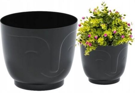 Osłonka czarna plastikowa na kwiaty Atena 14x12,5 cm