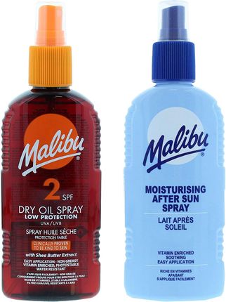 Malibu SPF2 Olejek Brązujący 200ml + Balsam W Sprayu Po Opalaniu 200ml