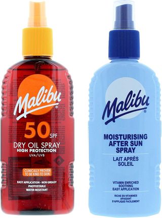 Malibu SPF50 Olejek Brązujący 200ml + Balsam W Sprayu Po Opalaniu 200ml