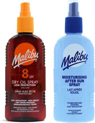 Malibu SPF8 Olejek Brązujący 200ml + Balsam W Sprayu Po Opalaniu 200ml