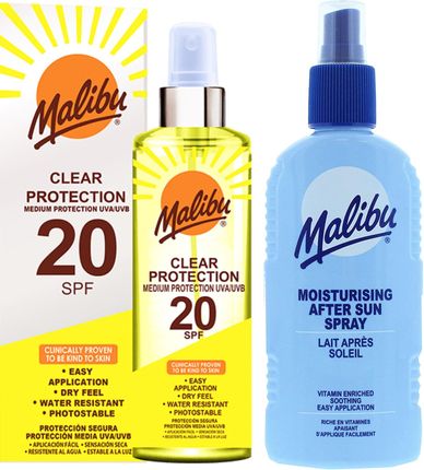 Malibu SPF20 Przezroczysty Spray Ochronny + Balsam W Sprayu Po Opalaniu 200ml
