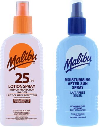 Malibu SPF25 Wodoodporny Spray 200ml + Balsam W Sprayu Po Opalaniu 200ml