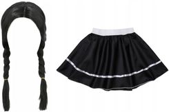 Strój Wednesday Addams Peruka Czarny S M 2El