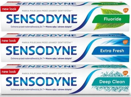Sensodyne Fluoride 75 ml + Sensodyne Extra Fresh 75 ml + Sensodyne Deep Clean 75 ml