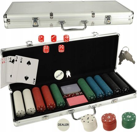 Poker zestaw do gry w walizce 500 żetonów 2 talie kart