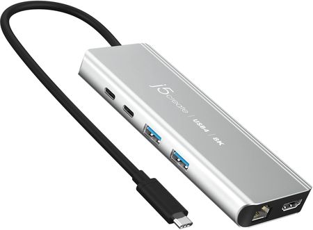 J5 Create USB4 8K Multi-Port Hub 1x8K HDMI/2xUSB3.2/2xUSB-C/RJ45 2.5G srebrna JCD403-N (JCD403N)