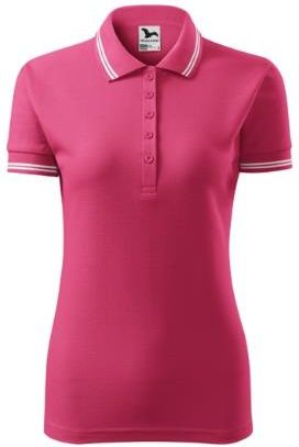 ELEGANCKA Damska Koszulka POLO purpurowa XL z Kontrastowymi Elementami