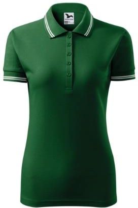ELEGANCKA Damska Koszulka POLO zielona M z Kontrastowymi Elementami