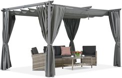 Garden Point Antracytowa Pergola Tarasowa Z Zasłonami La Palma 3X4m