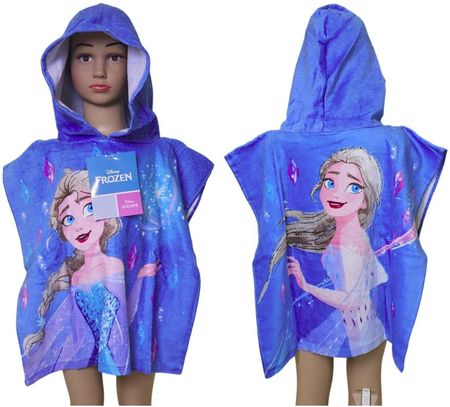 Disney Ponczo Ręcznik Dziecięcy Frozen Kraina Lodu Okrycie Kąpielowy 100% Bawełna