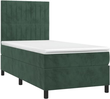 Vidaxl Łóżko Kontynentalne Z Materacem I Led Zielony Aksamit 100X200Cm 3136230 - zdjęcie 2
