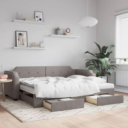 Vidaxl Sofa Rozsuwana Z Szufladami Taupe 80X200 Cm Tkanina 3197686