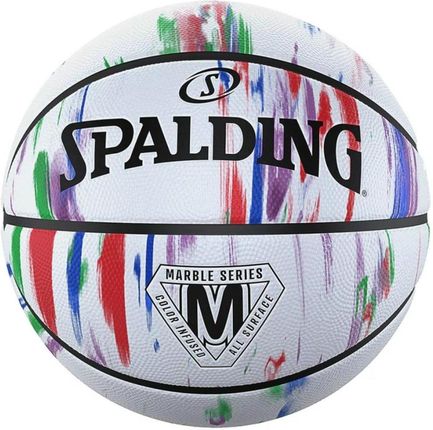 Piłka Do Koszykówki Spalding Marble R.7 Biały Czerwony Niebieski
