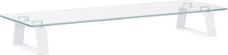 Vidaxl Podstawka pod monitor, biała, 60x20x8 cm, szkło i metal (374216)