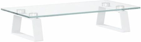 Vidaxl Podstawka pod monitor, biała, 40x20x8 cm, szkło i metal (374215)