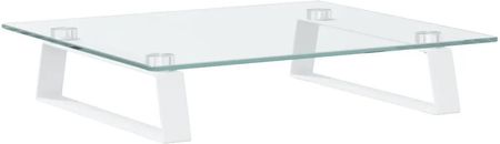 Vidaxl Podstawka pod monitor, biała, 40x35x8 cm, szkło i metal (374219)