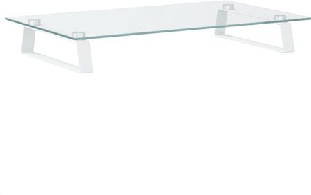 Vidaxl Podstawka pod monitor, biała, 60x35x8 cm, szkło i metal (374220)