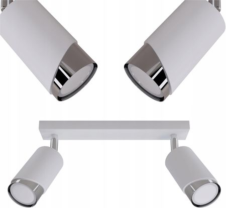 Metalowa Lampa wisząca w kolorze biało srebrnym Bragi 2x GU10 Regulowana