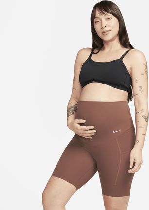 Damskie ciążowe kolarki z wysokim stanem i kieszeniami zapewniające delikatne wsparcie Nike Zenvy (M) 21 cm - Brązowy