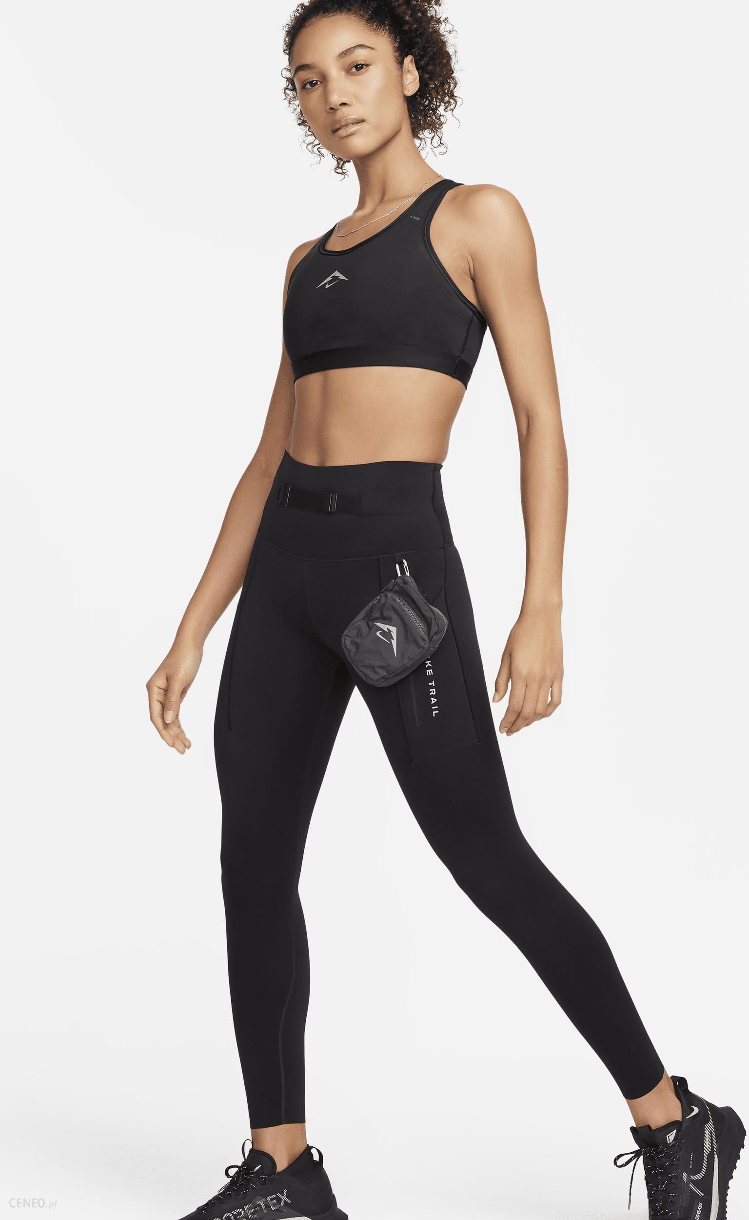 Nike – Czarne legginsy z wysokim stanem z logo na pasku