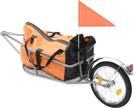 Rowerowa Przyczepa Na Bagaż Z Pomarańczowo-Czarną Torbą