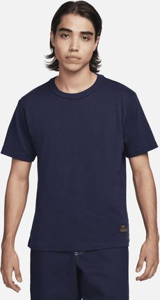 Męska dzianinowa koszulka z krótkim rękawem Nike Life - Niebieski