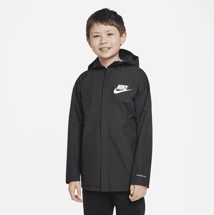 Nieprzemakalna kurtka z kapturem o luźnym kroju do bioder dla dużych dzieci (chłopców) Nike Sportswear Windpuffer - Czerń