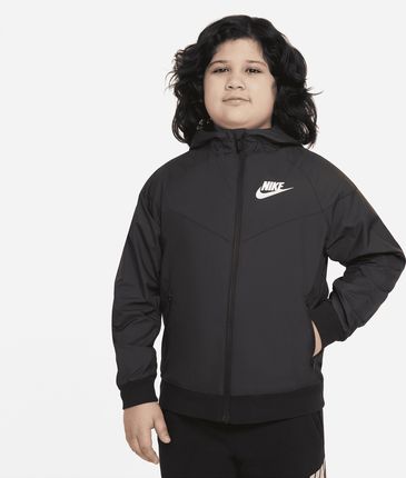 Kurtka z kapturem o luźnym kroju do bioder dla dużych dzieci (chłopców) Nike Sportswear Windrunner (szerszy rozmiar) - Czerń