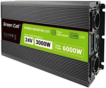 Green Cell PowerInverter 24 V 3000W/60000W czysty sinus