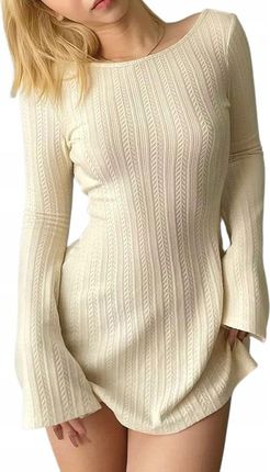 Sukienka sweterkowa mini odkryte plecy