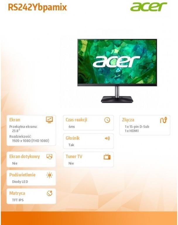 Monitor Acer 24 Vero RS242 (UMQR2EE013) - Opinie i ceny na Ceneo.pl