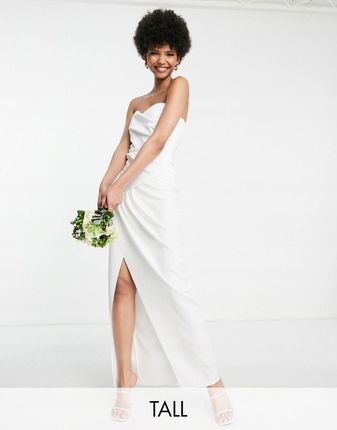 Tfnc biała sukienka na ślub bez ramiączek 36