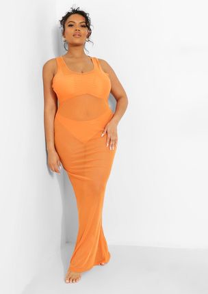 Boohoo pomarańczowa sukienka z siateczki L