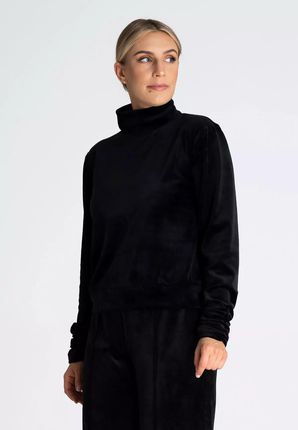Bluza damska wykonana z miękkiego weluru (Czarny, XL)