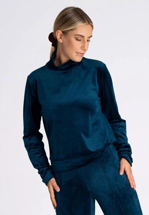 Bluza damska wykonana z miękkiego weluru (Morski, S)