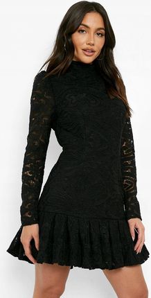 Boohoo czarna koronkowa sukienka mini 36